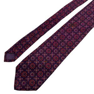 Liberty Of London Mens 100% Silk Tie Purple Red Geometric Pattern Made In USA